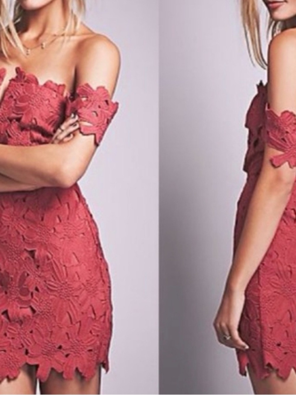 SAYLOR x free people dahlia rose Lace Mini Dress